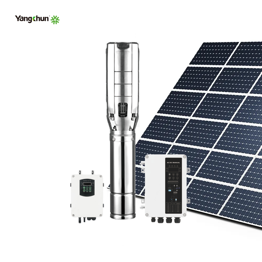 Pompe à eau solaire Submersible 4 pouces 2.2kw 35m ³/h Acier inoxydable ac dc Mppt Contrôleur Eau Forage Pompe Solaire pour Puits Profond